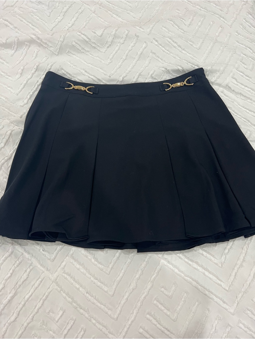 H&M Black Skater Mini Skirt with Gold Hardware
